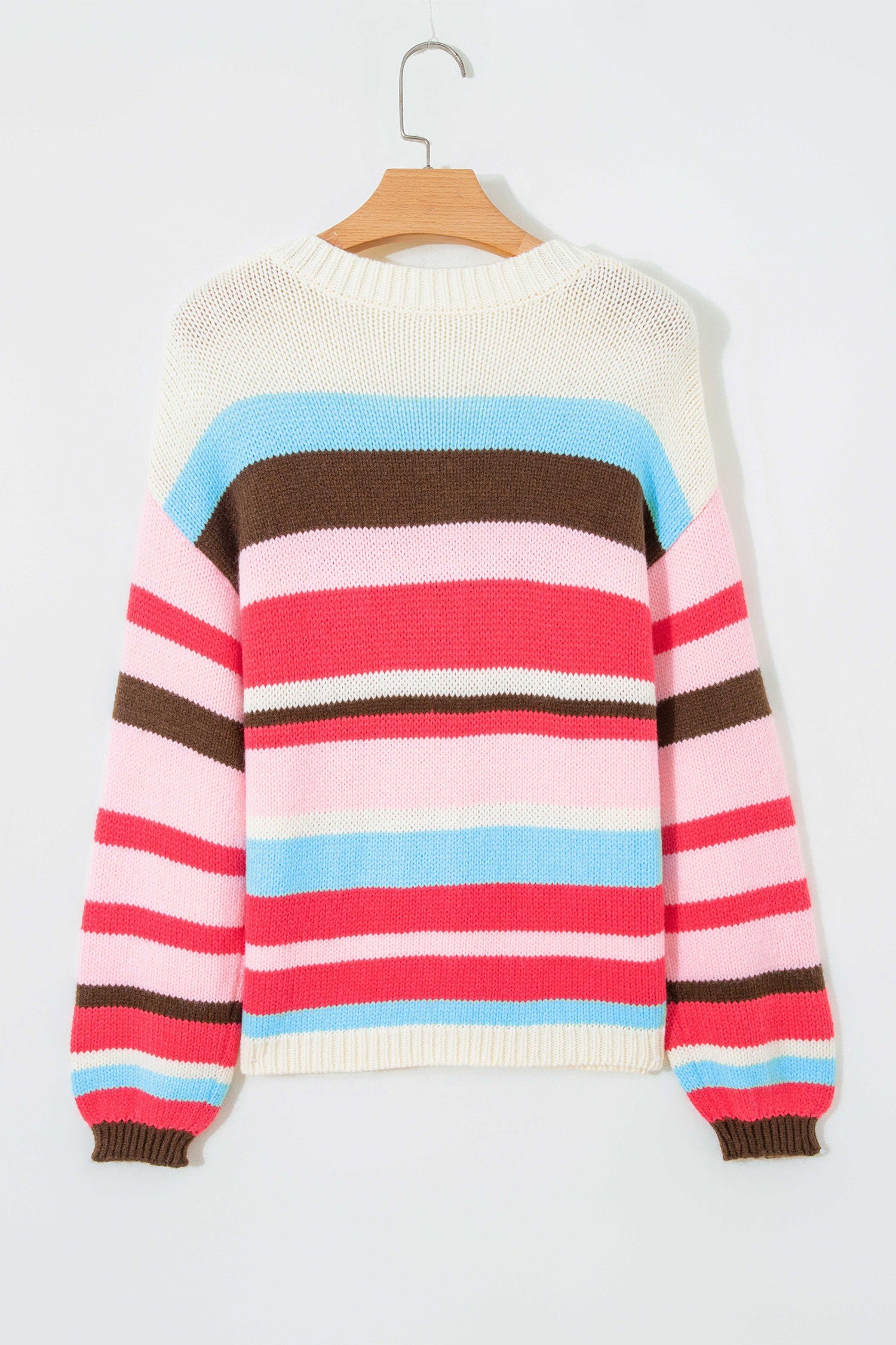 Stripe Colorblock Long Sleeve Drop Shoulder Cardigan