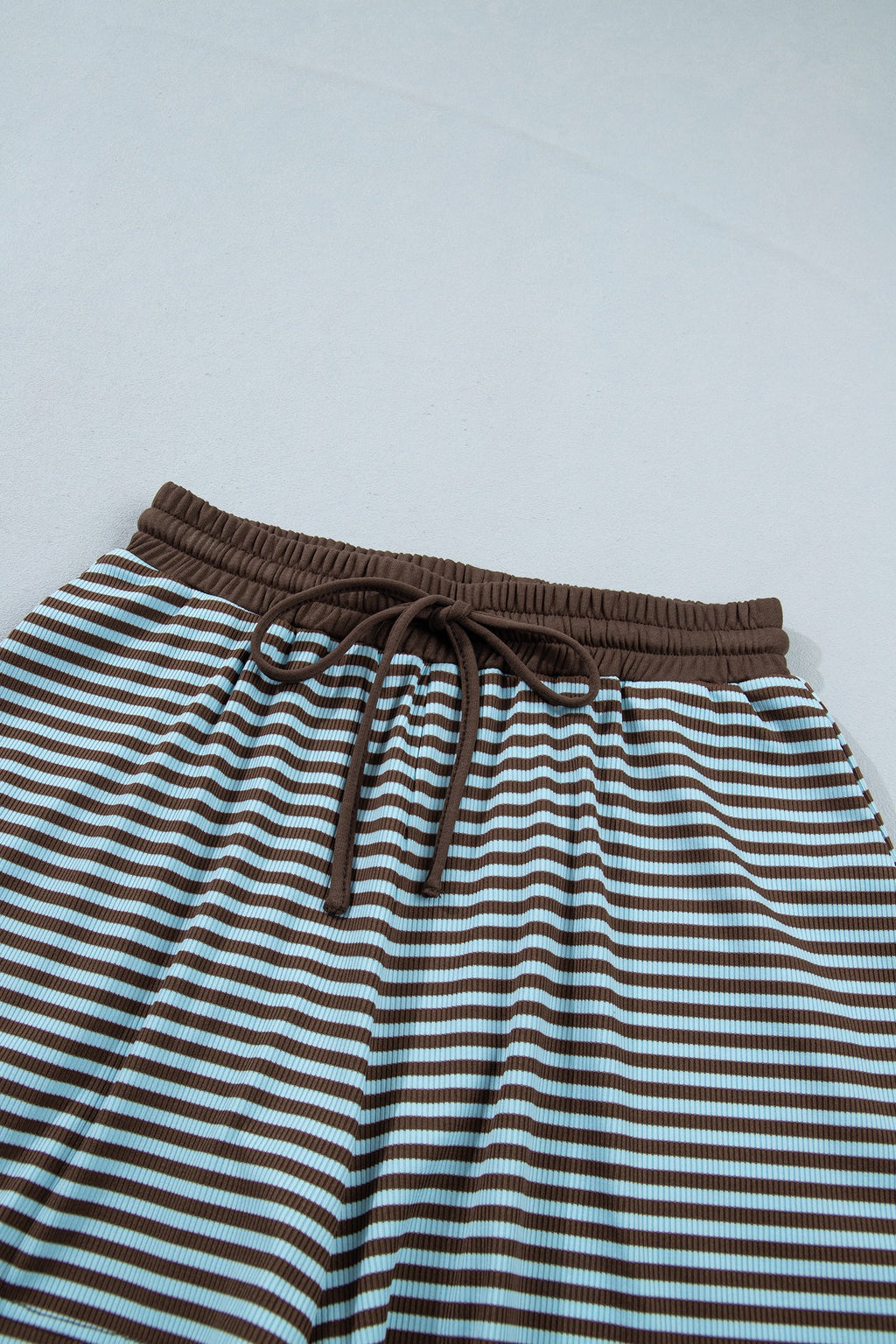 Stripe Oversized Long Sleeve Top & Drawstring Shorts Set